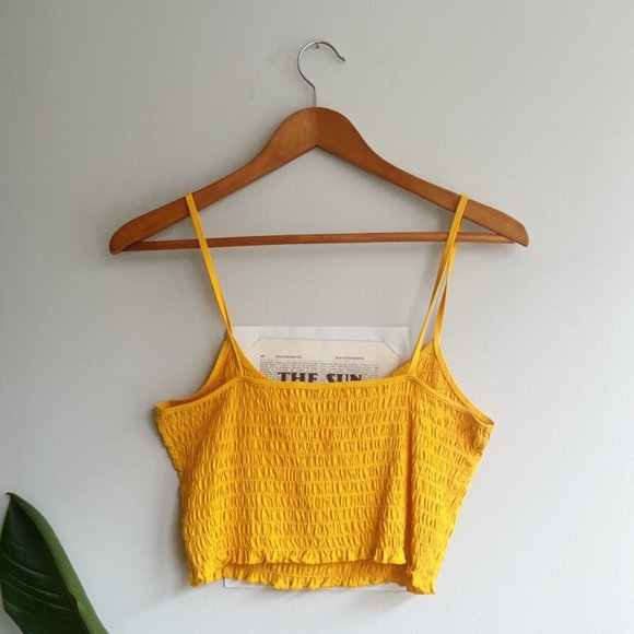 Yellow Rouched Crop Tank - Picture 2 of 2